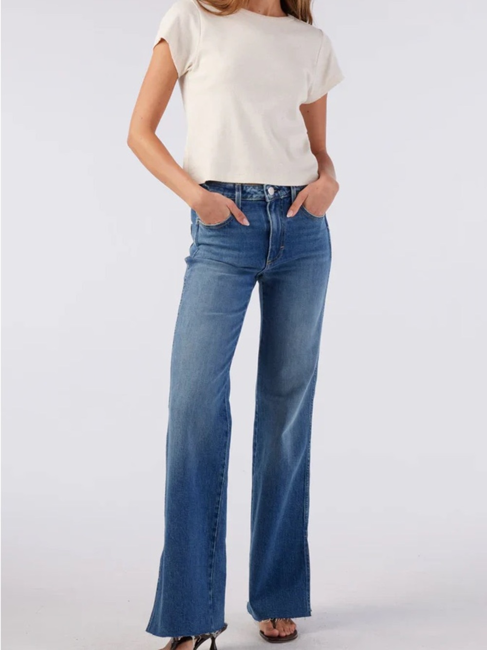 AMO Womens 27 Georgia Split Flare Jeans High Rise
